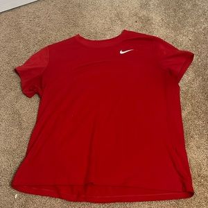 Red Nike athletic shirt